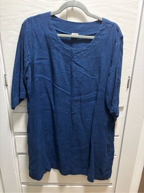 Relaxed Blue 100% Linen Mini Dress - Lightweight Casual Shift